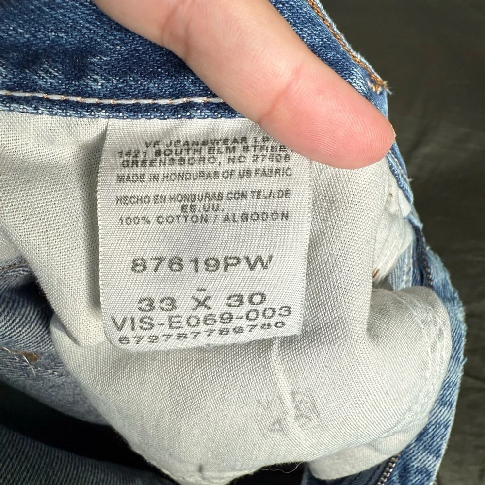 Vtg RUSTLER Thrashed Straight Jeans Mens 33x30 100% Cotton Distressed 90s Denim - Picture 6 of 11